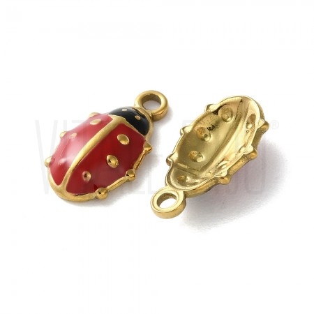 Pendente (ladybug) Joaninha 13x11mm - Aço Inox - Dourado