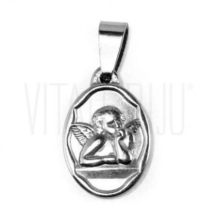  Medalha Anjo 22x15mm- Aço ino...